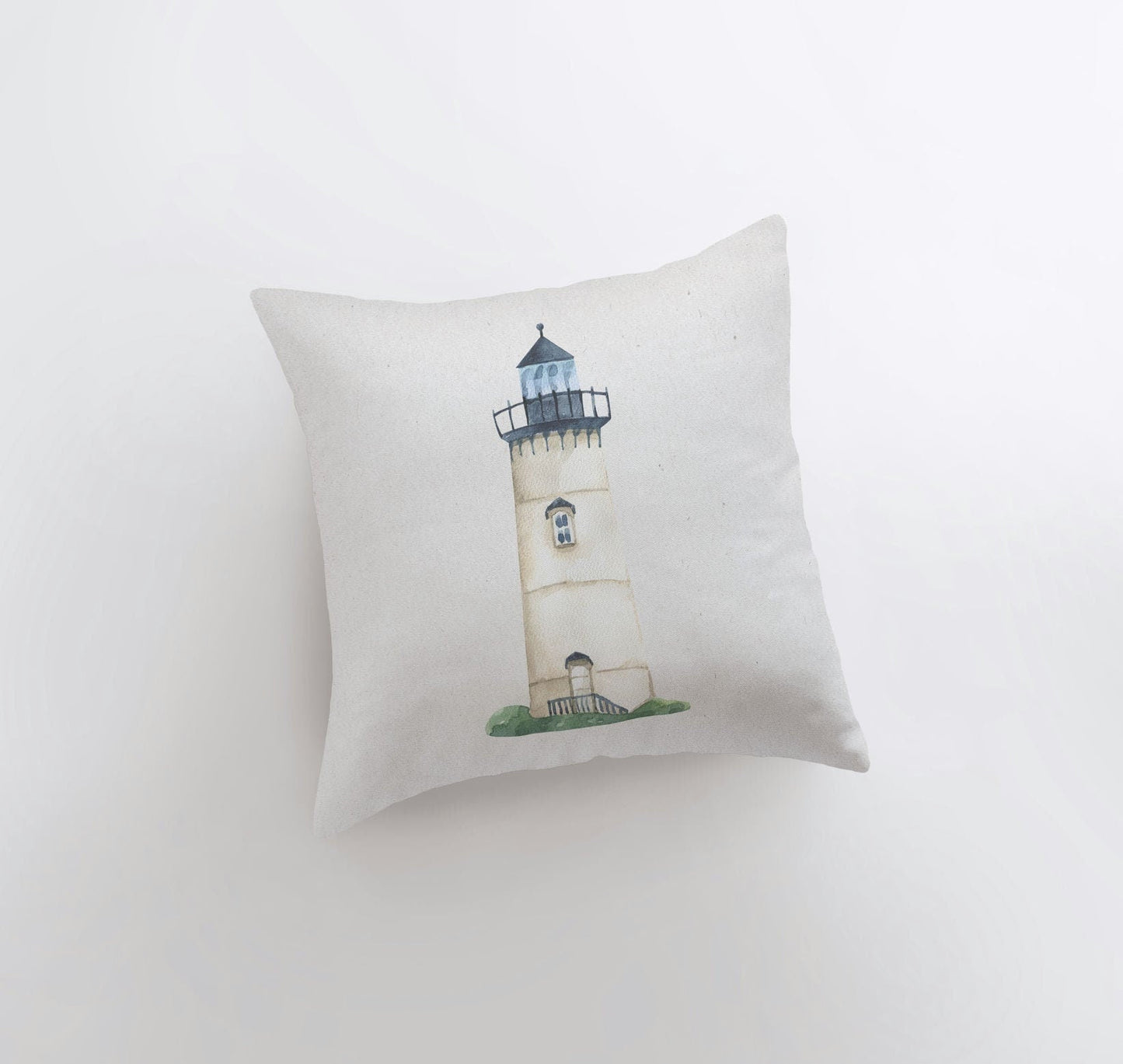 Blue Lighthouse Watercolor Throw Pillow