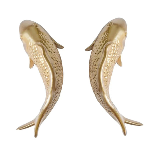 2Pcs Resin Carp Golden Fish Wall Hanging Ornament Personality Fish